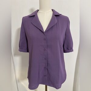 NWT Grace Karin Purple Blouse Size Medium Short Sleeve Blouse SKU 15